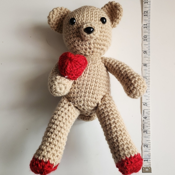 Crochet love bear, 3 available, Hand crocheted by Mom - Picture 6 of 11